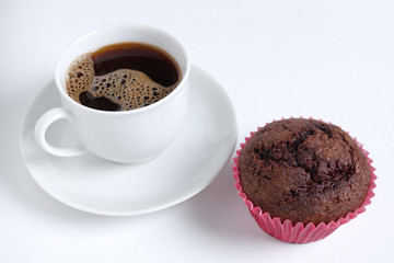 Chocolate muffin and coffee