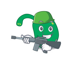 A cartoon picture of Army pineal holding machine gun