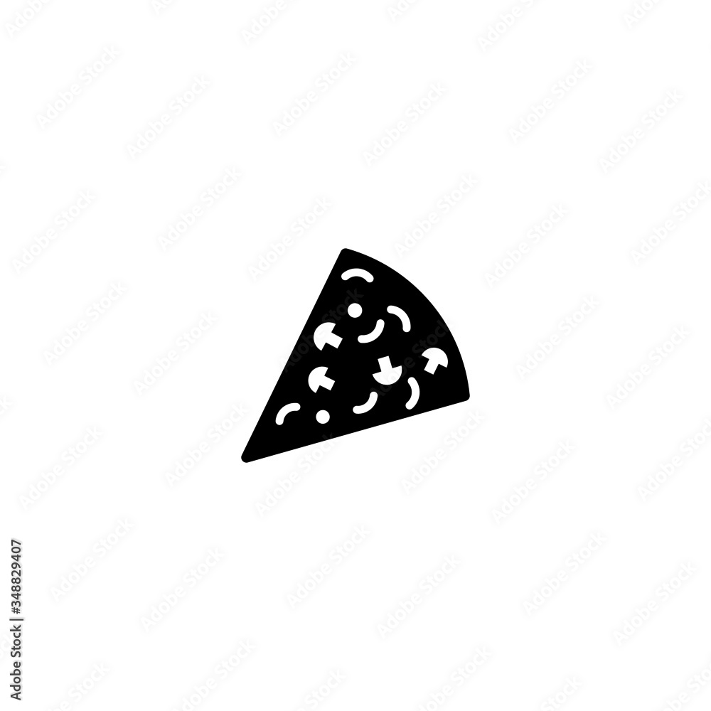 Poster triangular pizza slice vector icon in black solid flat design icon isolated on white background