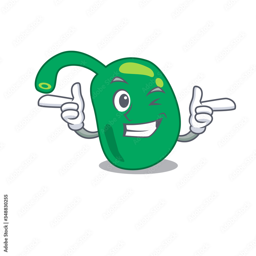 Sticker Cartoon design of pineal showing funny face with wink eye