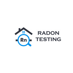 Home radon testing service logo. Rn pollution first alert kit, remediation logotype. Dangerous poisonous chemical element detection company vector illustration.