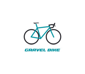 Professional gravel bike ride logotype. Turquoise bicycle logo on white background. Active recreation, cycling tourism element icon. Green, eco transport vector illustration.