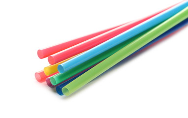 Colorful drinking straws isolated on white background