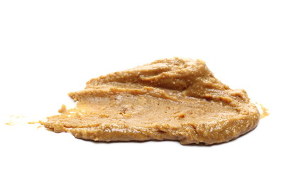 Peanut butter spread isolated on white background