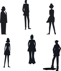 Vector illustration set silhouettes of people
