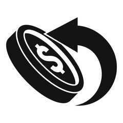 Refund money coin icon. Simple illustration of refund money coin vector icon for web design isolated on white background