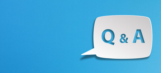 Question and answer speech bubble on blue background