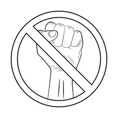 No, stop the protest, revolution or symbol of domestic violence, icon. Vector illustration isolated on a white background.
