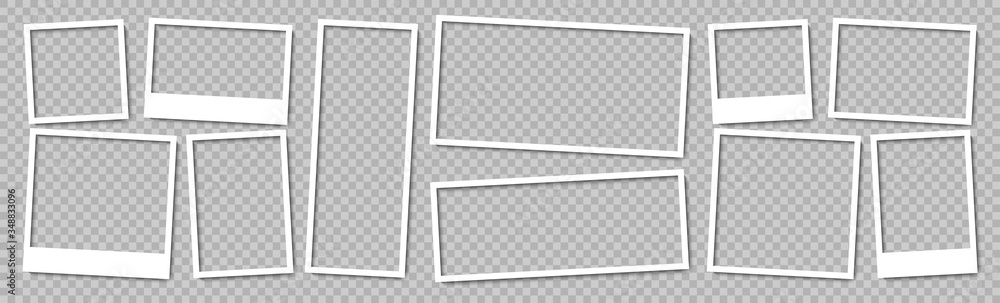 Wall mural photo frames. collection photo frames, isolated. template mockup photo frame different shapes. trans