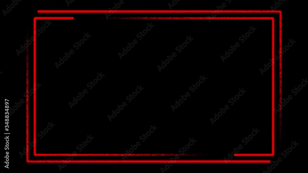 Poster red border background from neon glowing lines - video animation