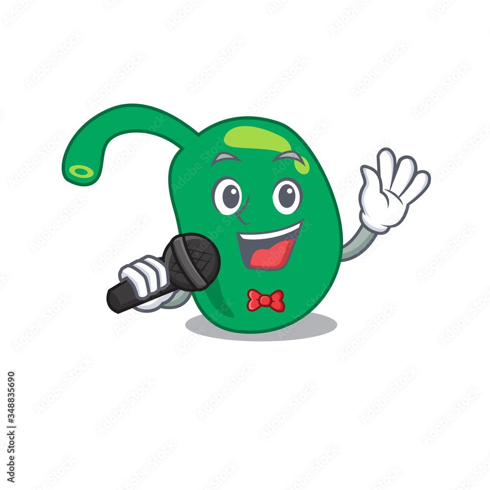 Sticker cartoon character of pineal sing a song with a microphone