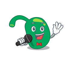 cartoon character of pineal sing a song with a microphone