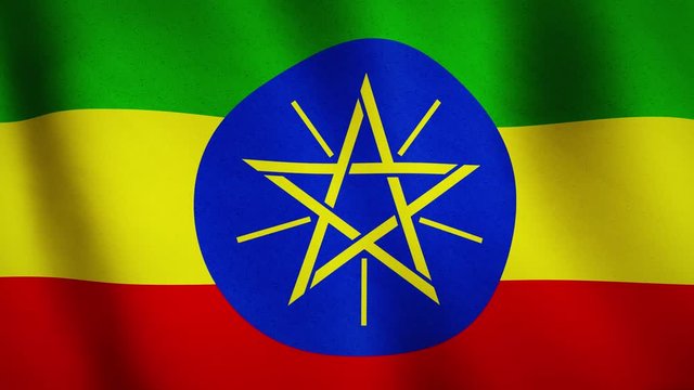 Ethiopia flag waving closeup shows democracy and government - seamless animation video