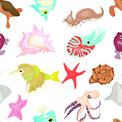 seamless pattern on a marine theme, with marine life