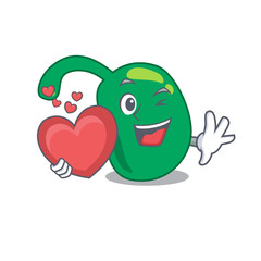 A sweet pineal cartoon character style holding a big heart