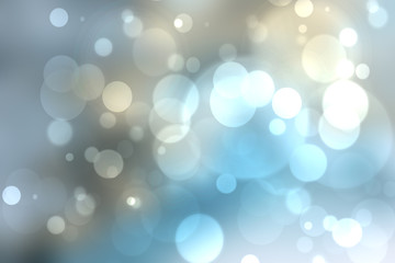 Obraz premium Abstract festive gradient light blue gray silver bokeh background texture with white bokeh lights. Beautiful backdrop with space for christmas, invitation or other holidays.