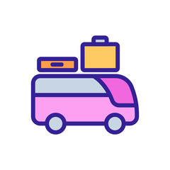sightseeing bus with suitcases icon vector. sightseeing bus with suitcases sign. color symbol illustration