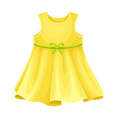 Obraz premium Seasonal Sleeveless Dress with Pleats and Bow for Girls Vector Illustration