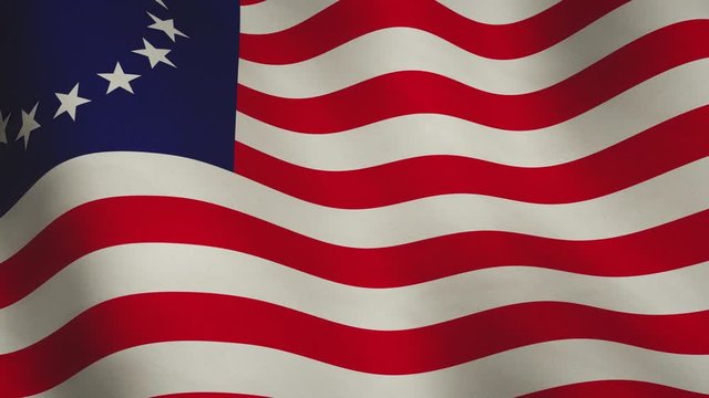Betsy ross flag flying depicts liberty and freedom - seamless animation loop