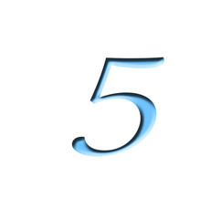 Blue number 5 represents isolated textured letters on white background. Illustration