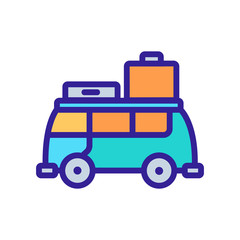 suitcase stuff by bus icon vector. suitcase stuff by bus sign. color symbol illustration