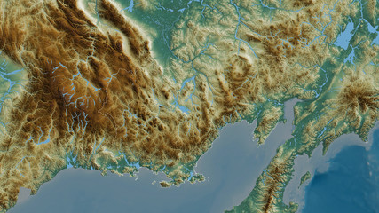 Maga Buryatdan, Russia - outlined. Relief