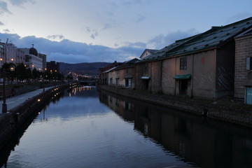 Fototapeta na wymiar 小樽運河の夕景