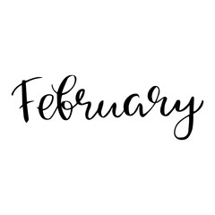 February - modern calligraphy handwritten text vector
