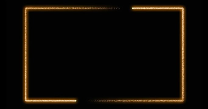 Gold border background from neon glowing lines - video animation