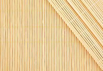 Texture of bamboo. New clean bamboo board with striped pattern, flat background photo texture. Wood background.