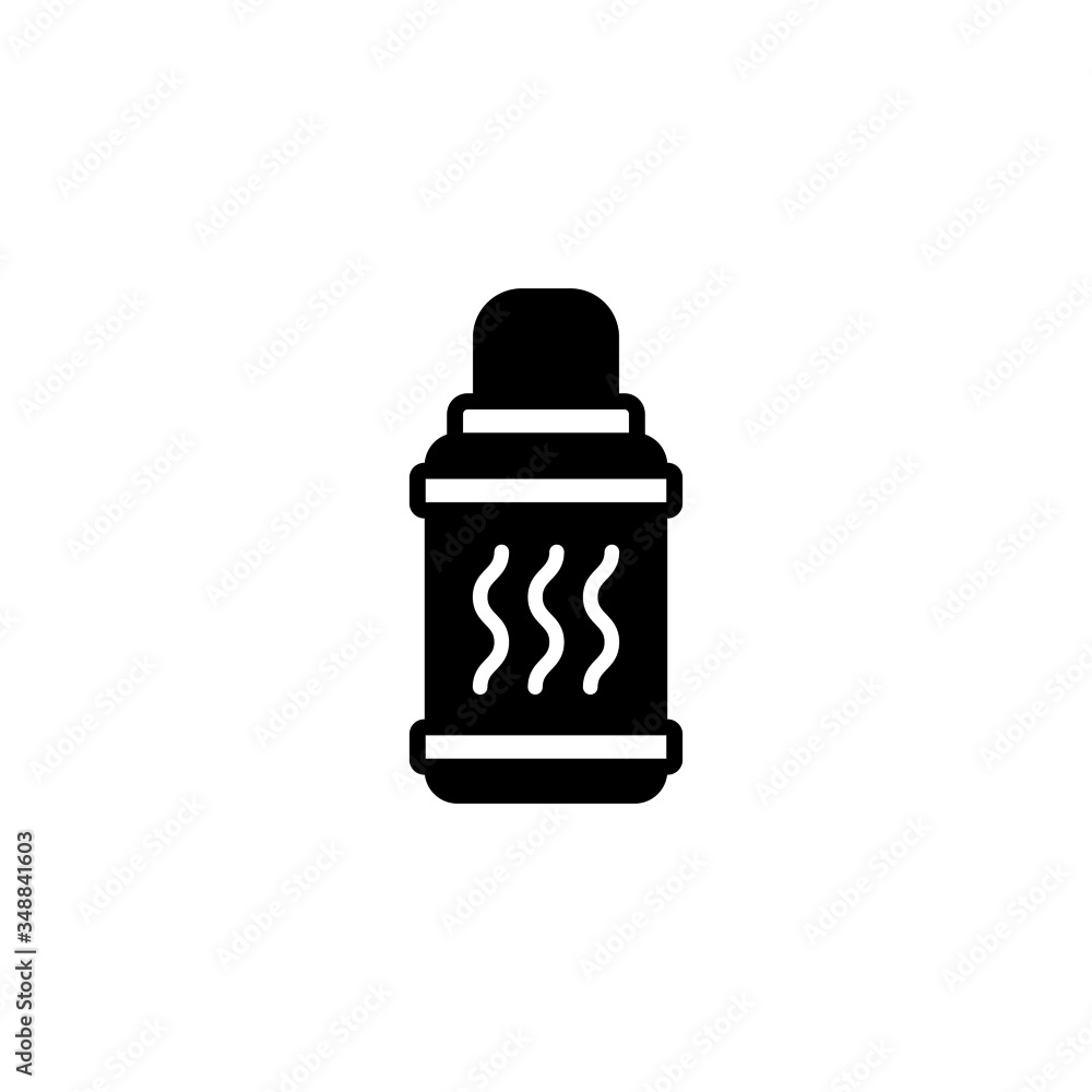 Poster thermo flask vector icon in black solid flat design icon isolated on white background
