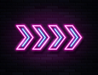 Futuristic Sci Fi Modern Neon Pink Glowing Arrows Frame for Banner on Dark Empty Grunge Concrete Brick Background.