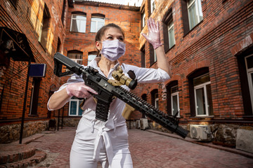 doctor in a medical mask on the street