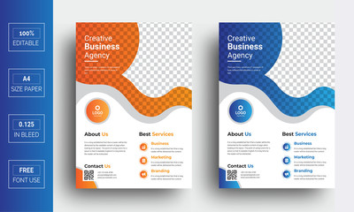 Business Flyer layout with colorful accents,Corporate flyer design.