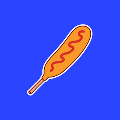 Corndog fastfood illustraton for logo, icon and sticker	