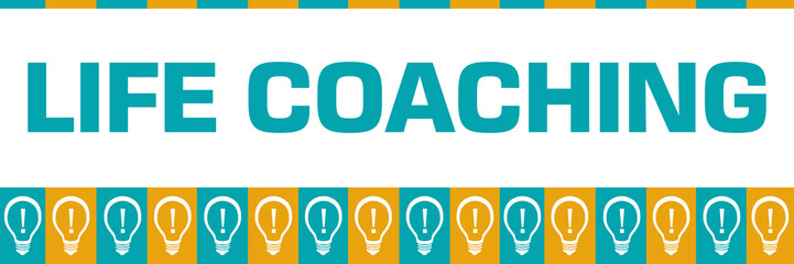 Life Coaching Turquoise Yellow Boxes Bulbs Horizontal 