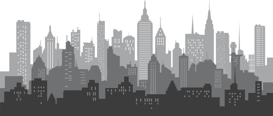 Modern City Skyline on white background. Real estate business concept