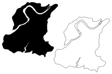 Surat City (Republic of India, Gujarat State) map vector illustration, scribble sketch City of Suryapur map