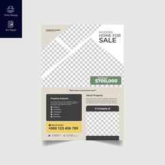 Elegant Real Estate Flyer Home for Sale for Modern Home Interior Design Editable Vector Template