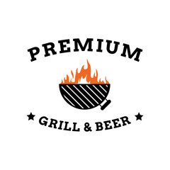 Creative Grill Restaurant Concept Logo Design Template