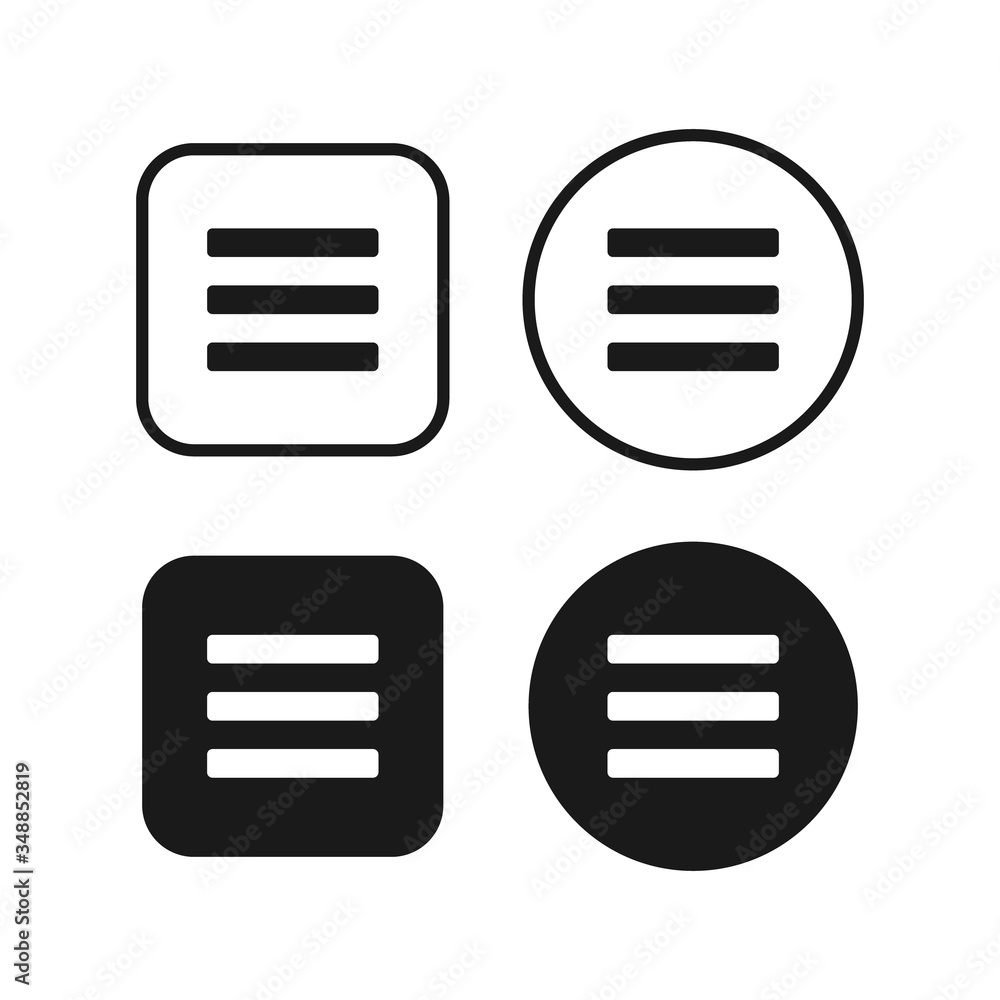 Aufkleber menu icon. settings bars symbol. web and application sign. simple flat shape button. vector illustra