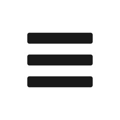 Obraz premium Menu icon. Settings bars symbol. Web and application sign. Simple flat shape button. Vector illustration image. Black silhouette isolated on white background.