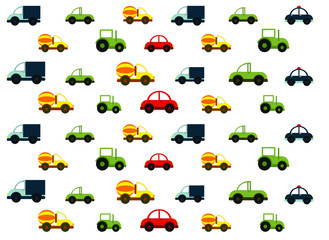 Obraz premium colored cars, vector flat pattern