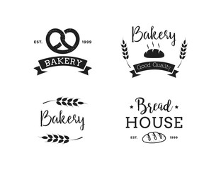 Creative Bakery Concept Logo Design Template, Black and White, Set Logo