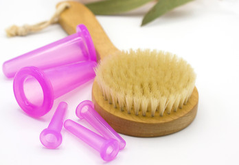 Anti-cellulite products for the prevention and treatment of cellulite and for massagу body with a dry wooden brush and vacuum cans