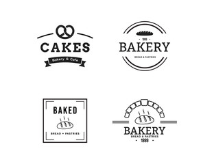 Creative Bakery Concept Logo Design Template, Black and White, Set Logo