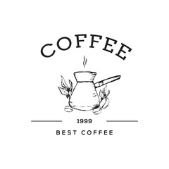 Creative Coffee Shop Concept Logo Design Template, Black and White, Badges