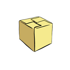 Drawing of delivery box. Vector illustration. isolated