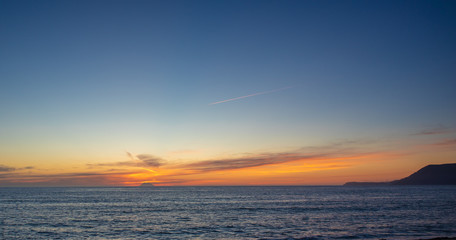 Sunset on the volcanic island of Stromboli.