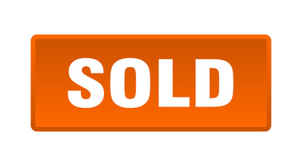 sold button. sold square orange push button